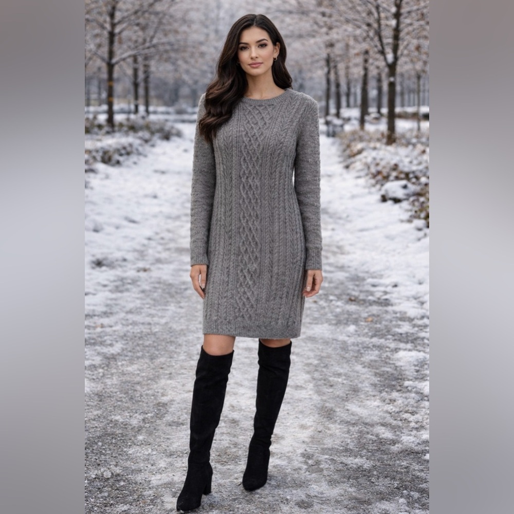 🎄Last price 🎄H&M Cable Knit dresse– Beige, Cozy Classic (Size M) - Picture 11 of 14